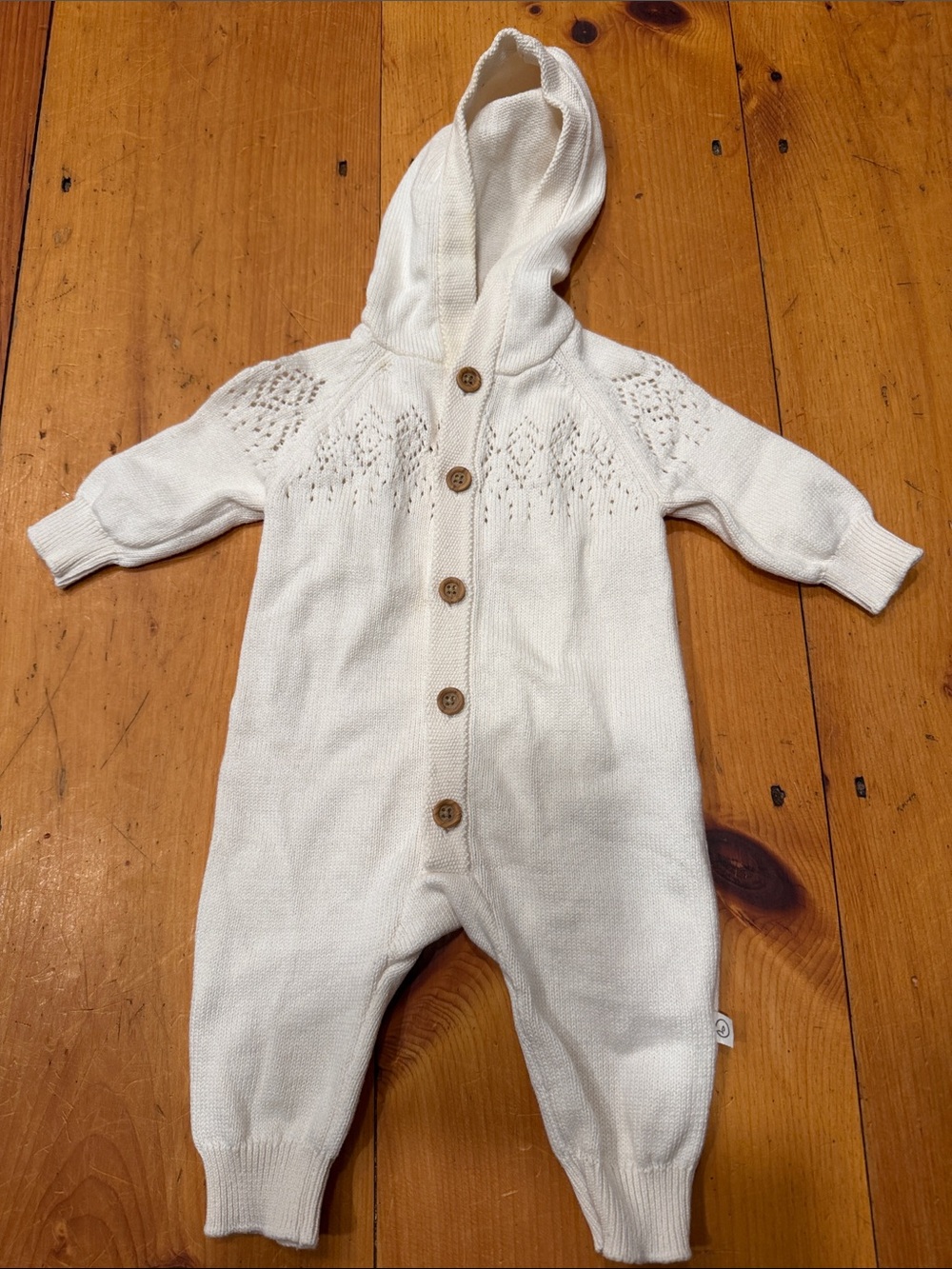 Little planet by Carter’s Cream Knit Hooded One-Piece organic cotton 3 months